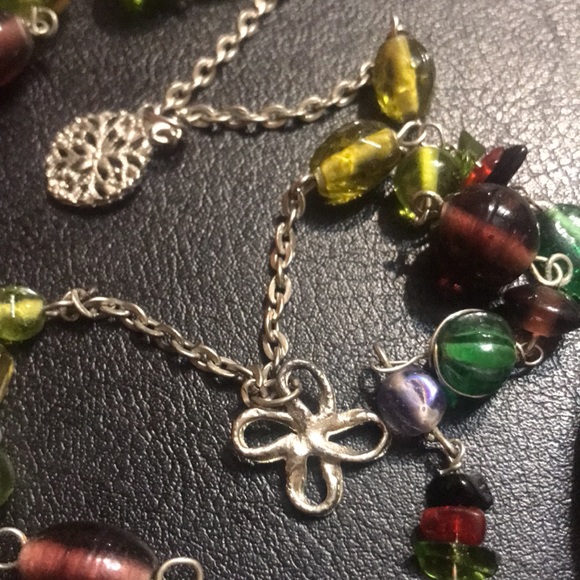 40 in multi colored glass w/ silver accent necklace - Picture 3 of 6